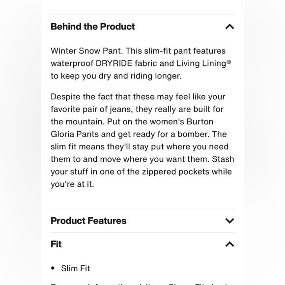 NWOT Burton Gloria Snow Pants S - Picture 10 of 10